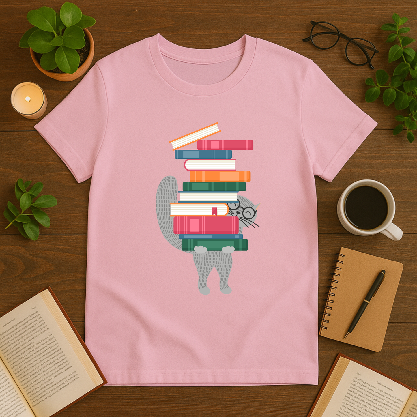 Cat Carrying Books Softstyle T-Shirt