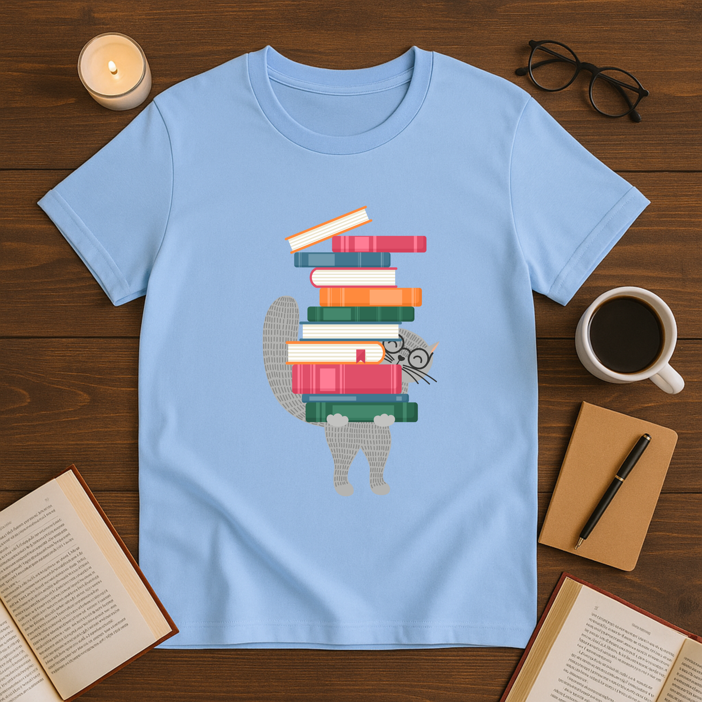 Cat Carrying Books Softstyle T-Shirt
