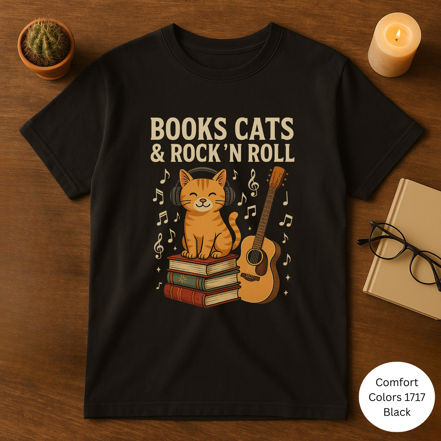 Books, Cats & Rock 'n Roll Unisex T-shirt