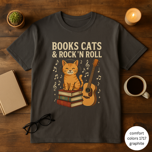 Books, Cats & Rock 'n Roll Unisex T-shirt