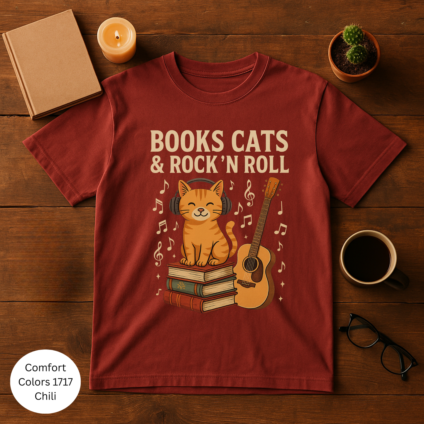 Books, Cats & Rock 'n Roll Unisex T-shirt