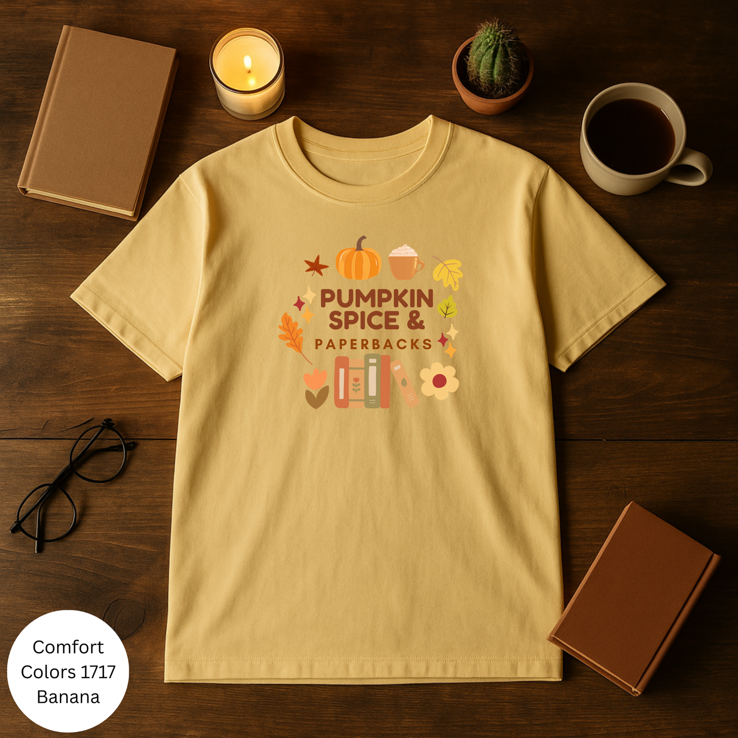 Pumpkin Spice & Paperbacks - Cozy Fall T-shirt