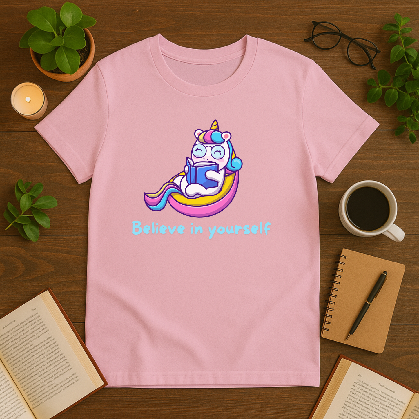 Believe In Yourself Unicorn Reading Softstyle T-Shirt