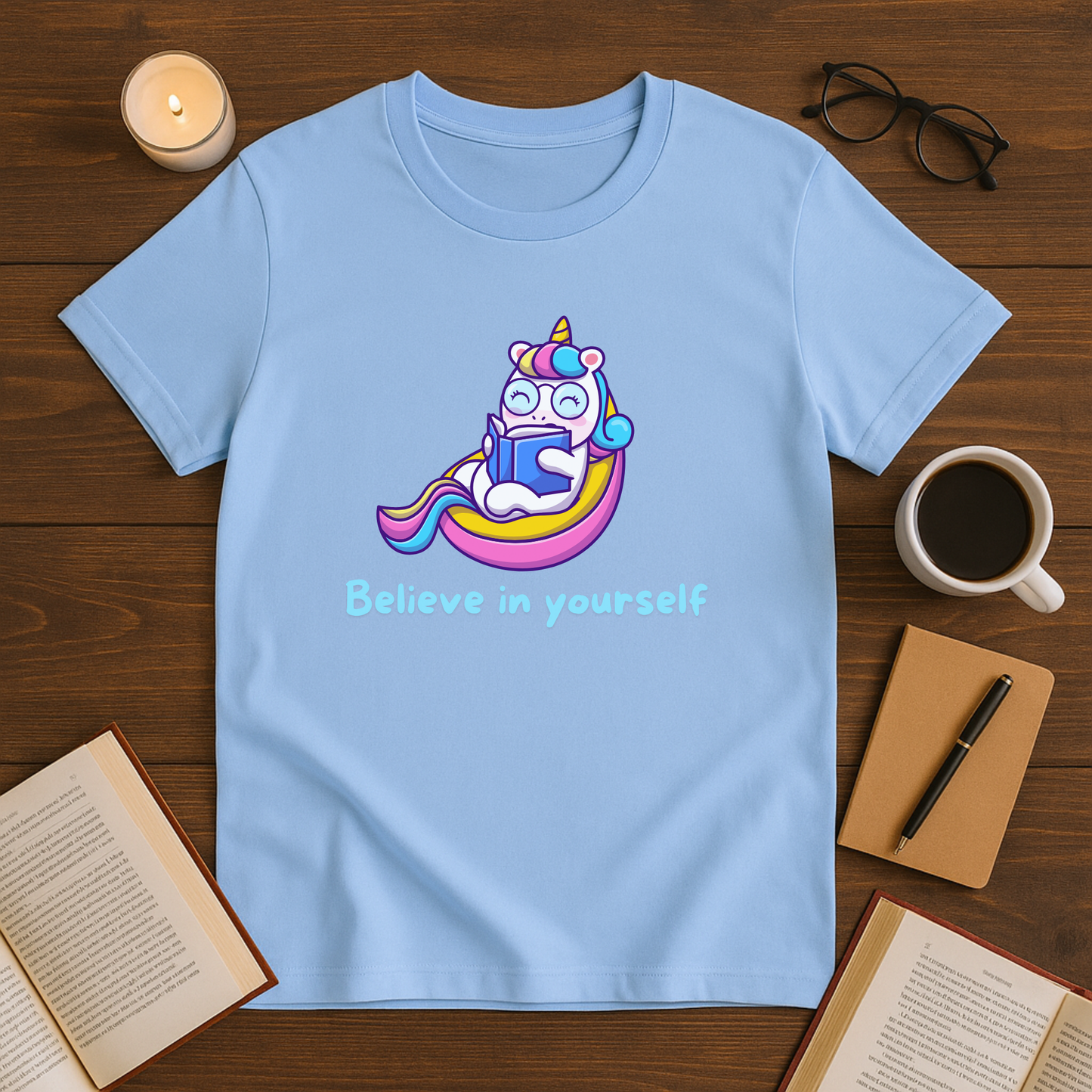 Believe In Yourself Unicorn Reading Softstyle T-Shirt
