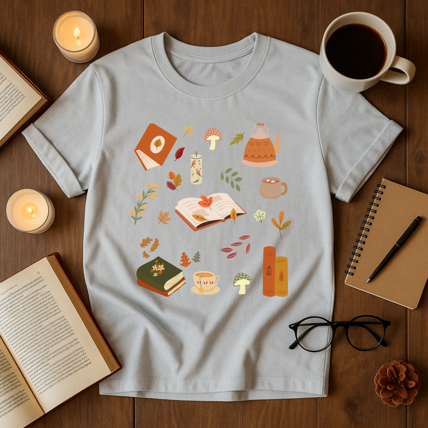 Cozy Fall Reader Aesthetic Softstyle T-Shirt