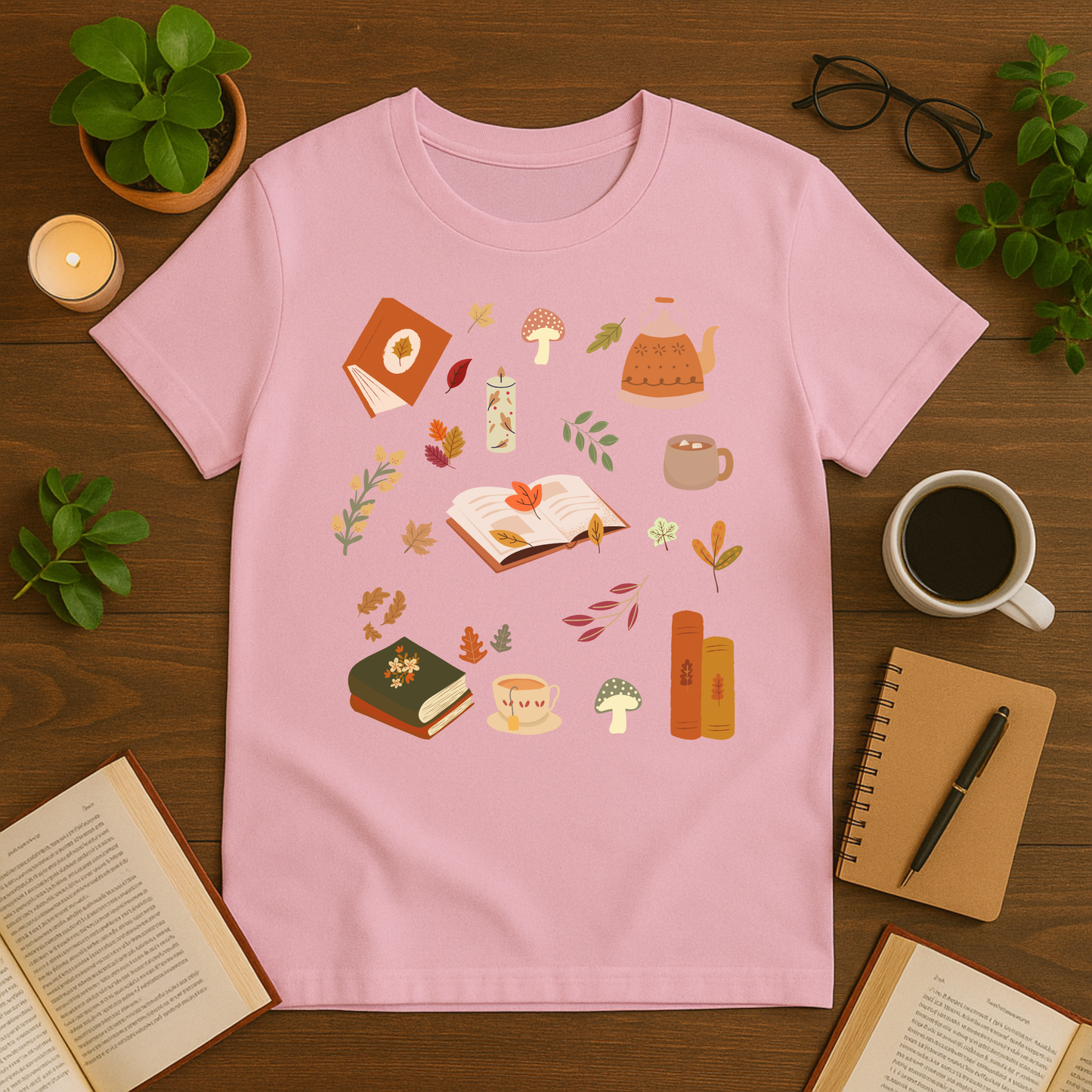 Cozy Fall Reader Aesthetic Softstyle T-Shirt