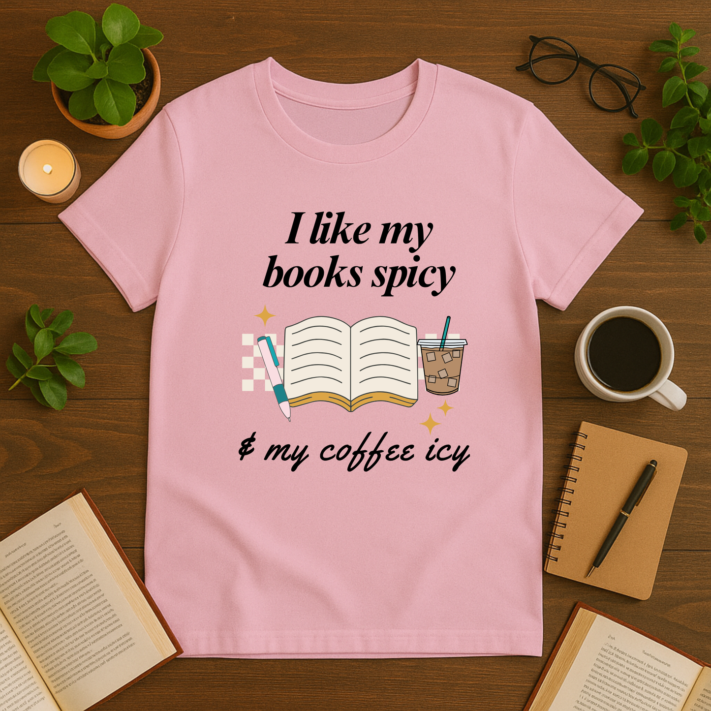 I Like My Books Spicy and My Coffee Iced Softstyle T-Shirt