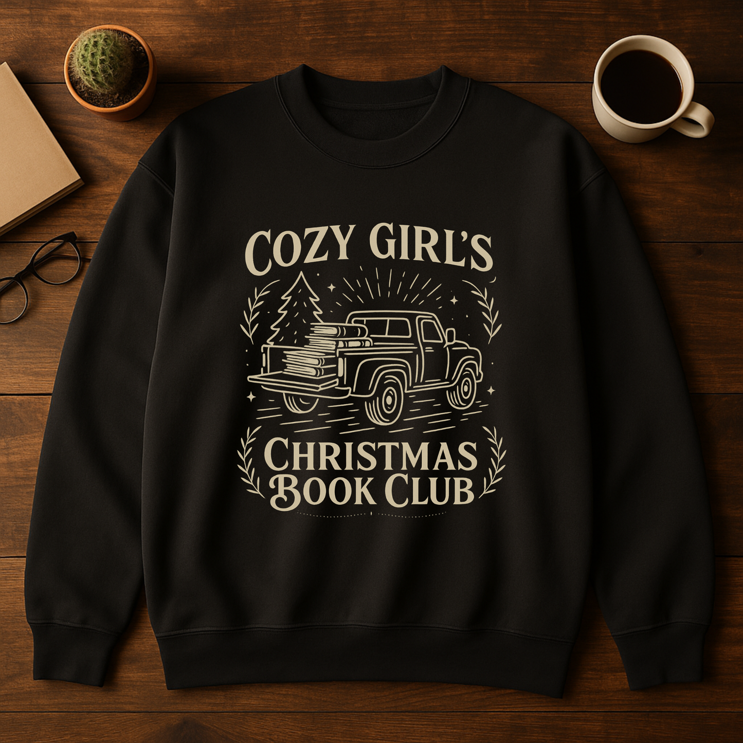 Cozy Girl's Christmas Book Club Sweatshirt