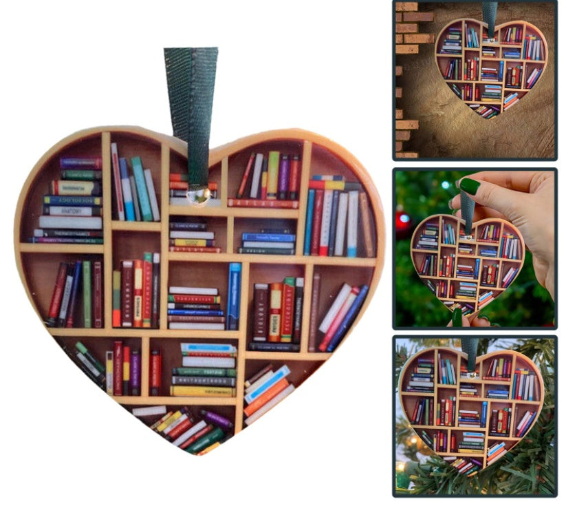 Book Lovers Heart Ornament Christmas