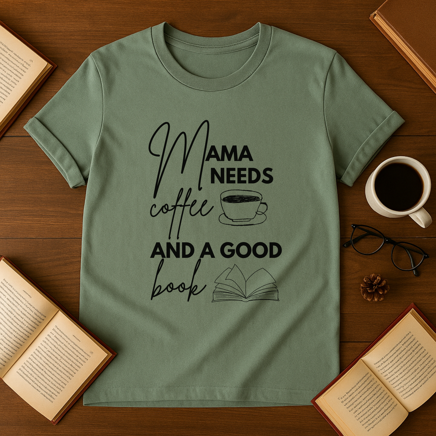 Mama Needs Coffee and a Good Book Softstyle T-Shirt
