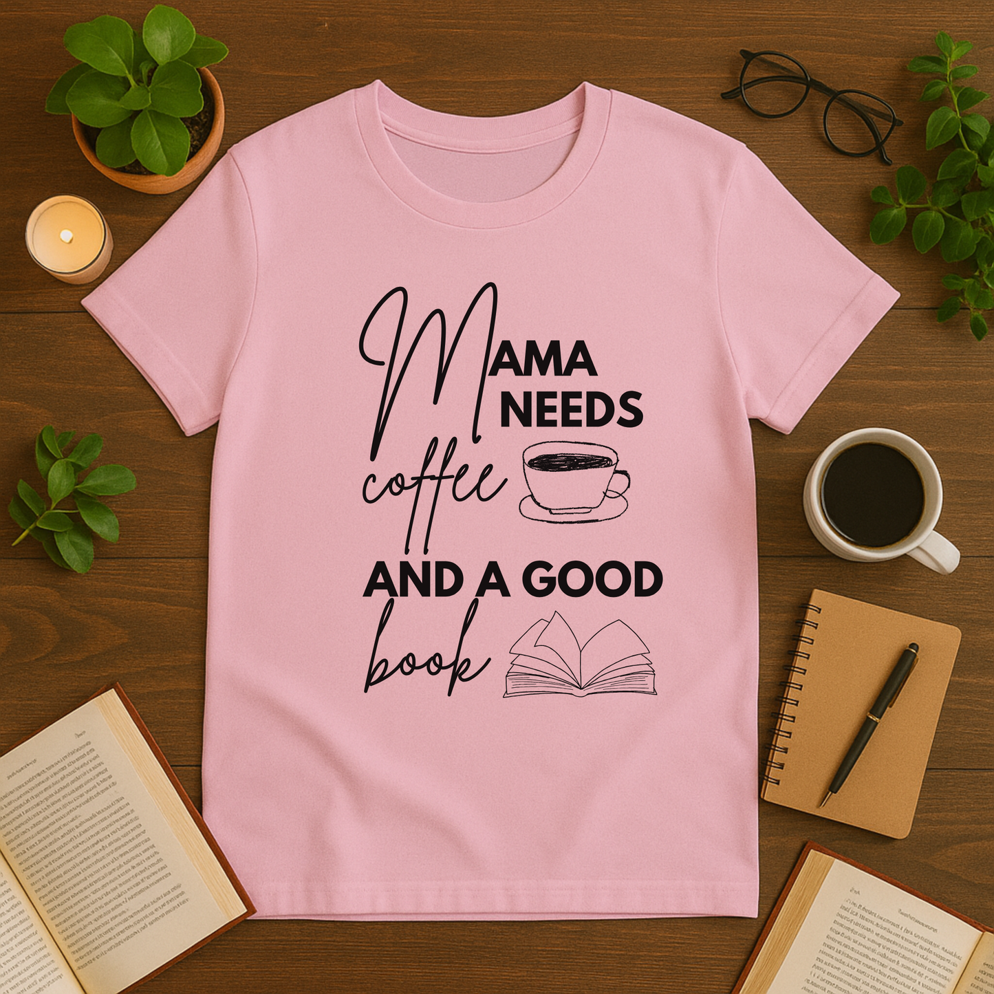 Mama Needs Coffee and a Good Book Softstyle T-Shirt