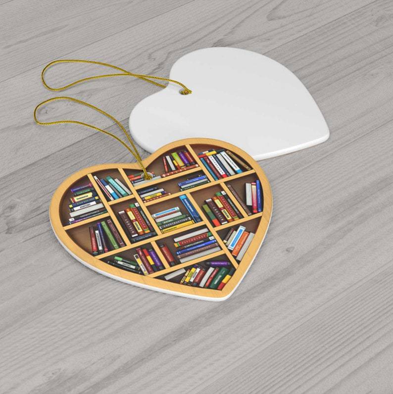 Book Lovers Heart Ornament Christmas