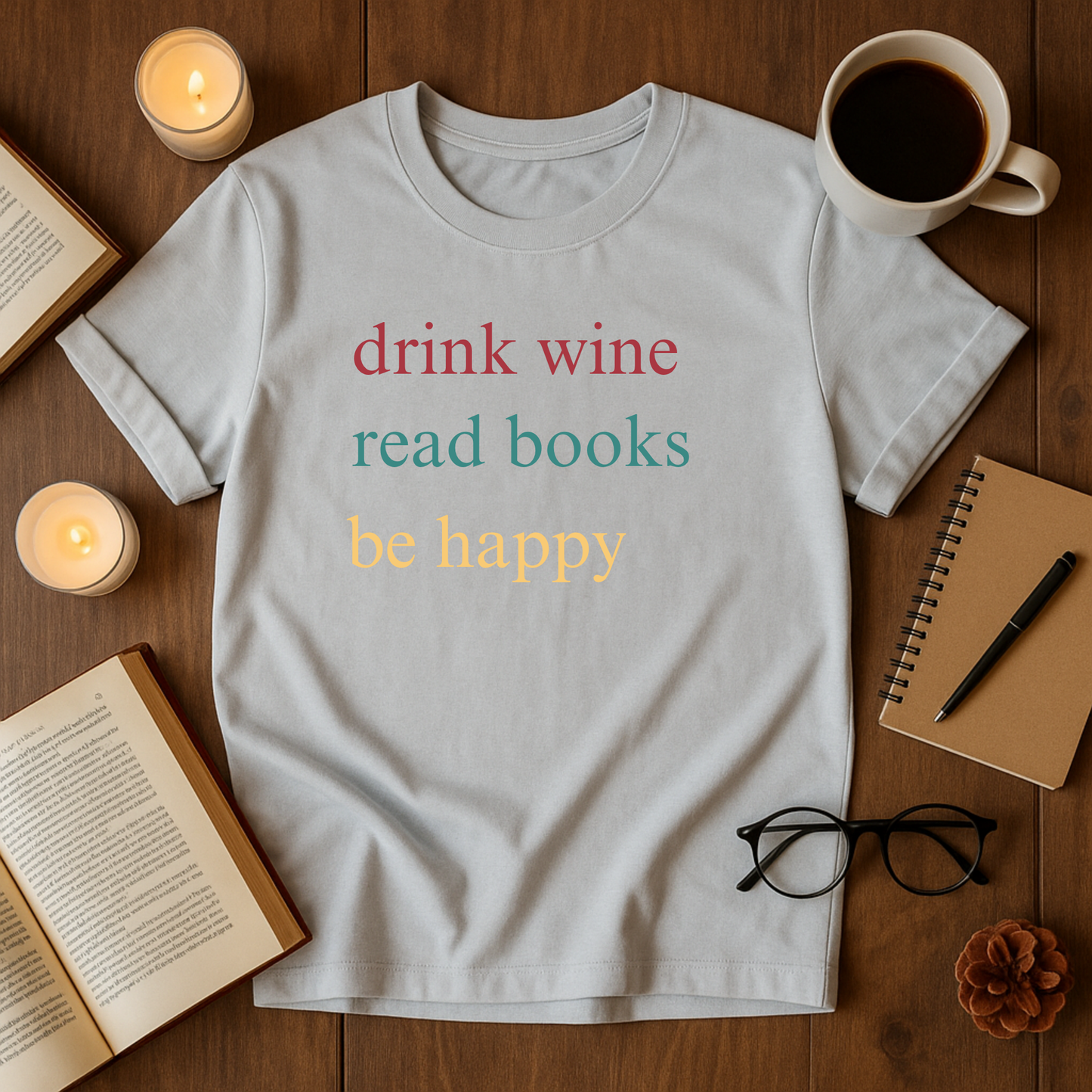 Drink Wine Read Books Be Happy Softstyle T-Shirt