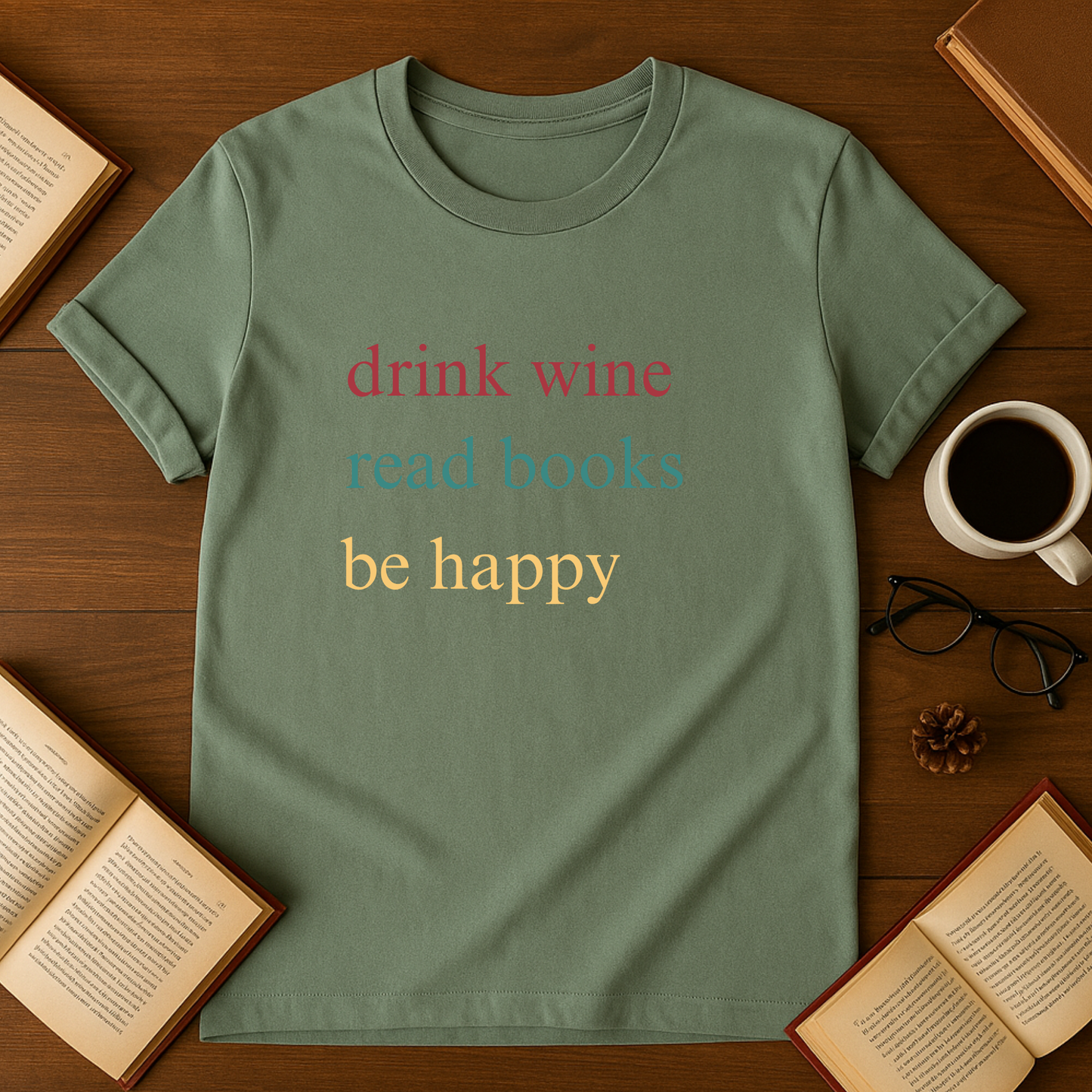 Drink Wine Read Books Be Happy Softstyle T-Shirt