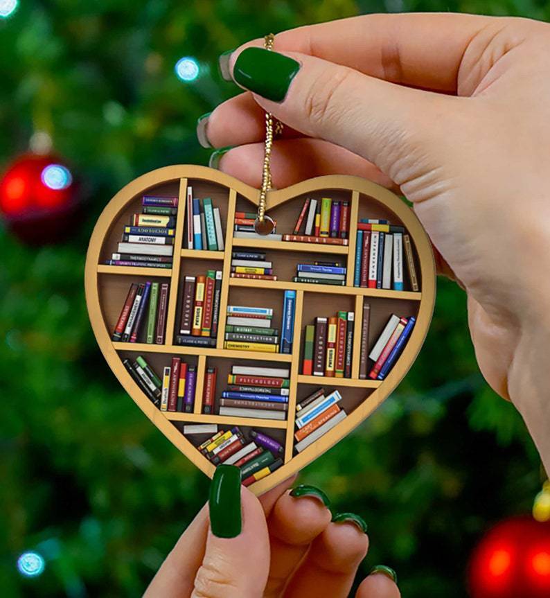 Book Lovers Heart Ornament Christmas