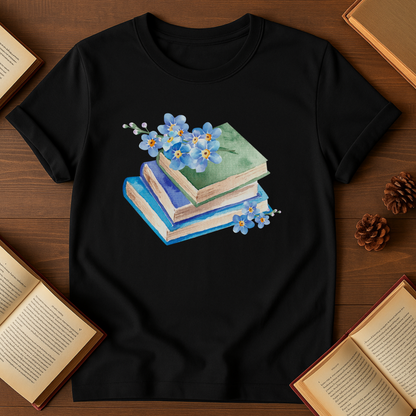 Watercolor Books and Flowers Softstyle T-Shirt