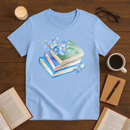 Watercolor Books and Flowers Softstyle T-Shirt