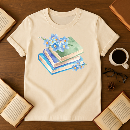 Watercolor Books and Flowers Softstyle T-Shirt