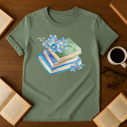 Watercolor Books and Flowers Softstyle T-Shirt