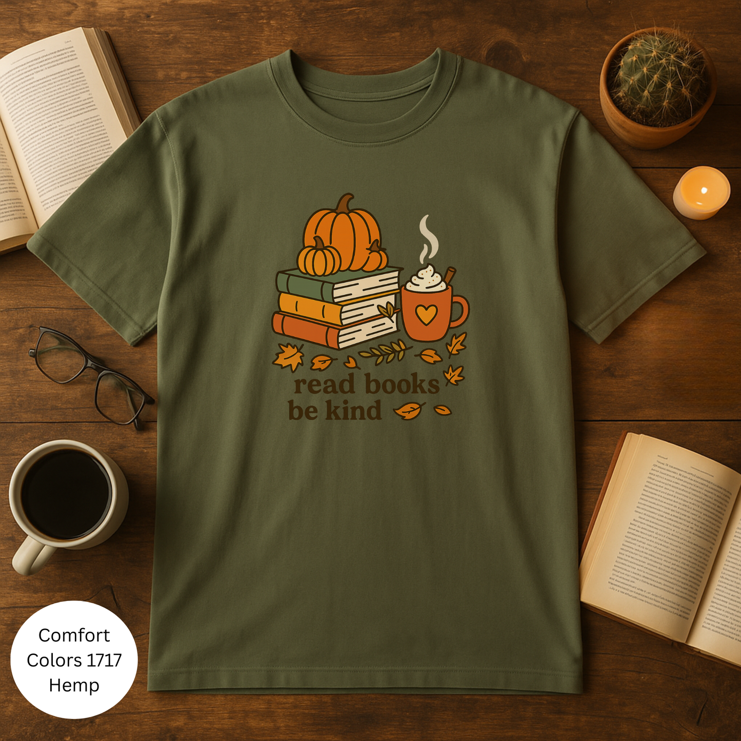 Read Books Be Kind Fall Unisex Garment-Dyed T-shirt