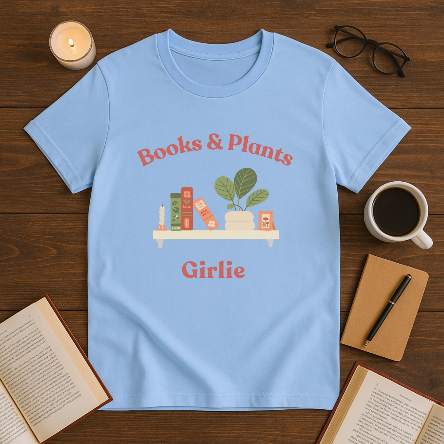 Books and Plants Girlie Softstyle T-Shirt