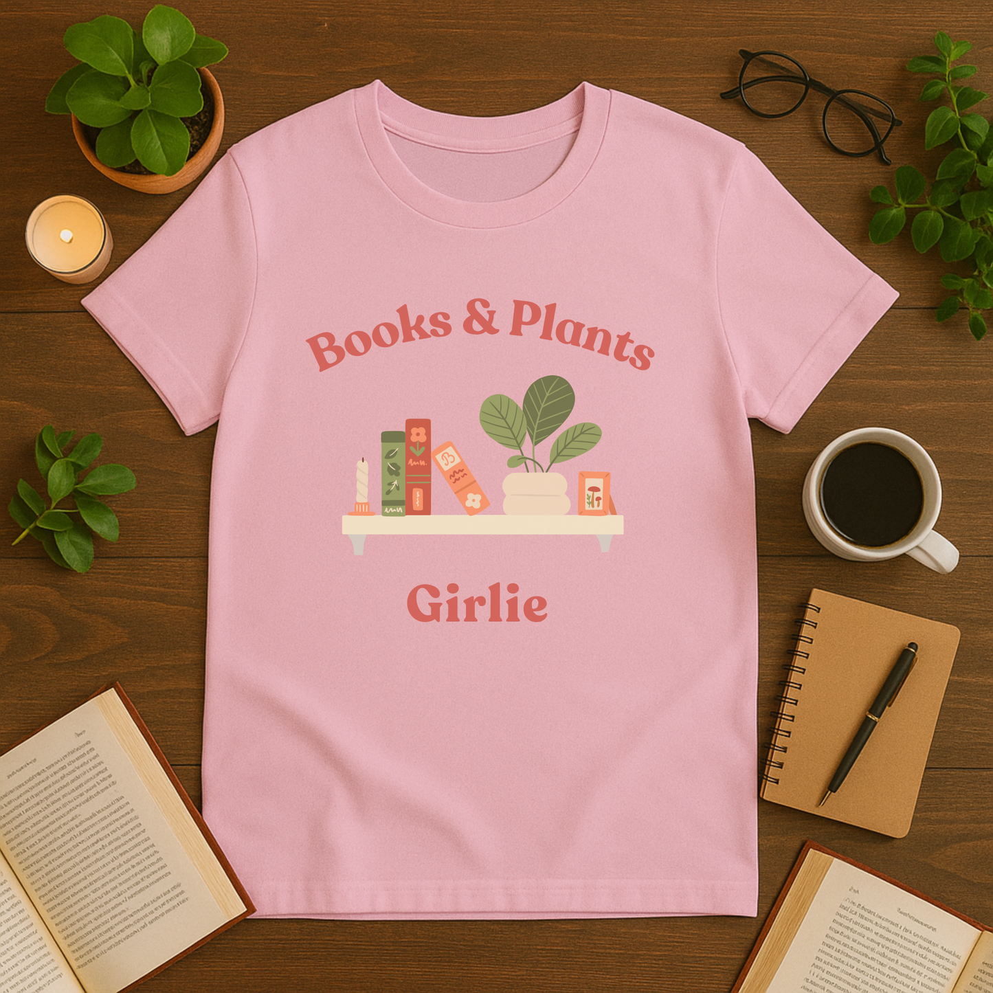 Books and Plants Girlie Softstyle T-Shirt