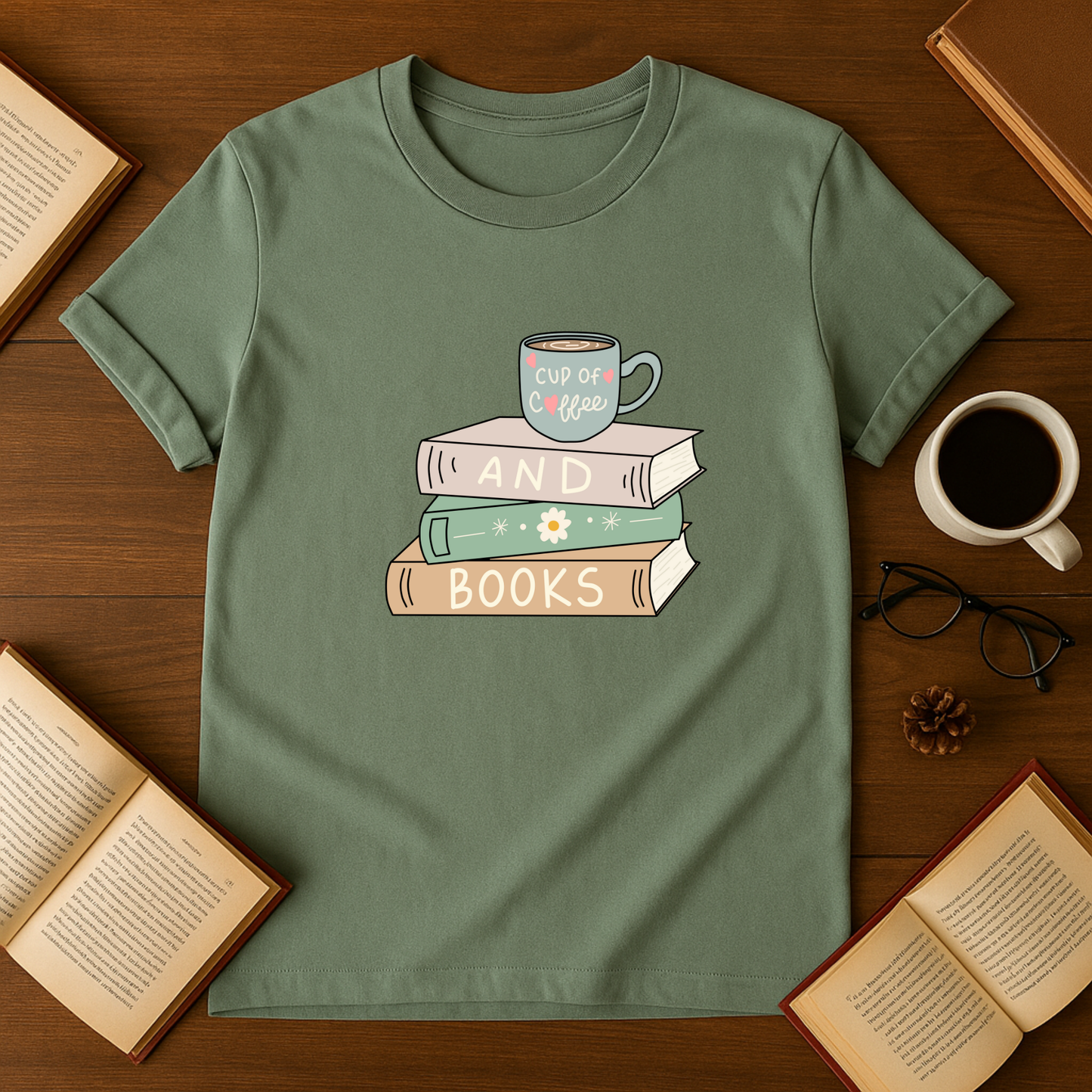 Cup of Coffee and Books Softstyle T-Shirt