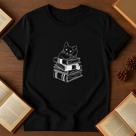 Cat On Books Softstyle T-Shirt