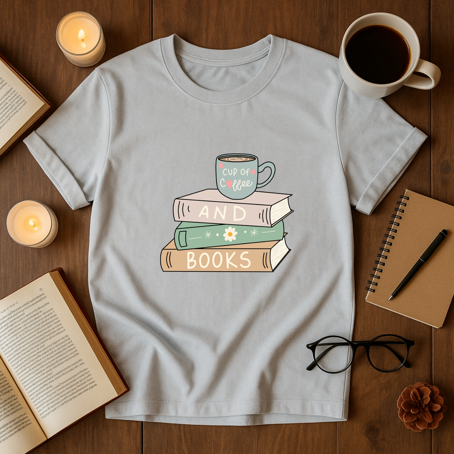 Cup of Coffee and Books Softstyle T-Shirt