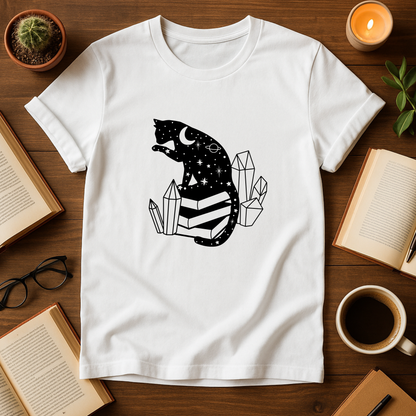 Mystic Cat On Books Softstyle T-Shirt