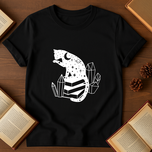 Mystic Cat On Books Softstyle T-Shirt