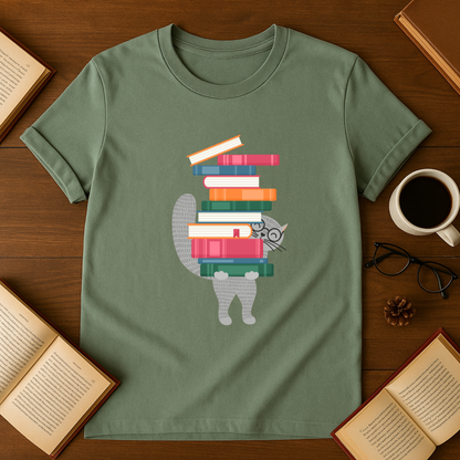 Cat Carrying Books Softstyle T-Shirt