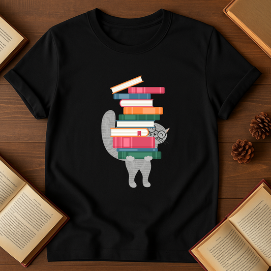 Cat Carrying Books Softstyle T-Shirt