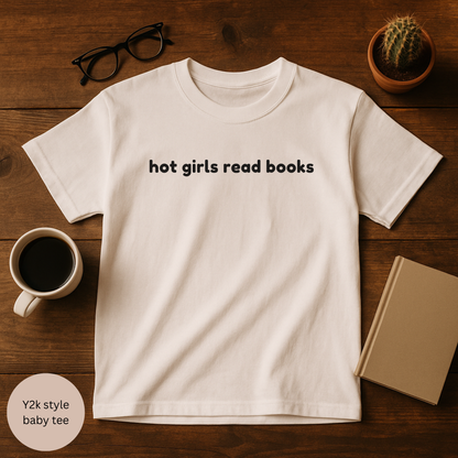 'Hot Girls Read Books' T-Shirt, baby y2k Tee