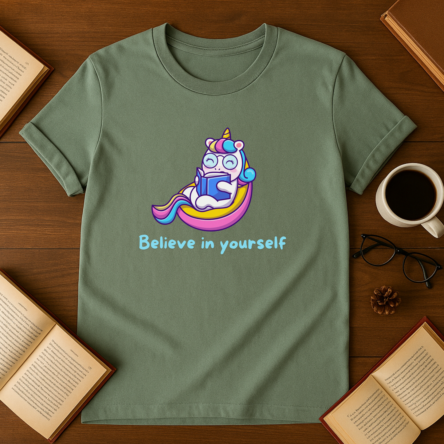 Believe In Yourself Unicorn Reading Softstyle T-Shirt