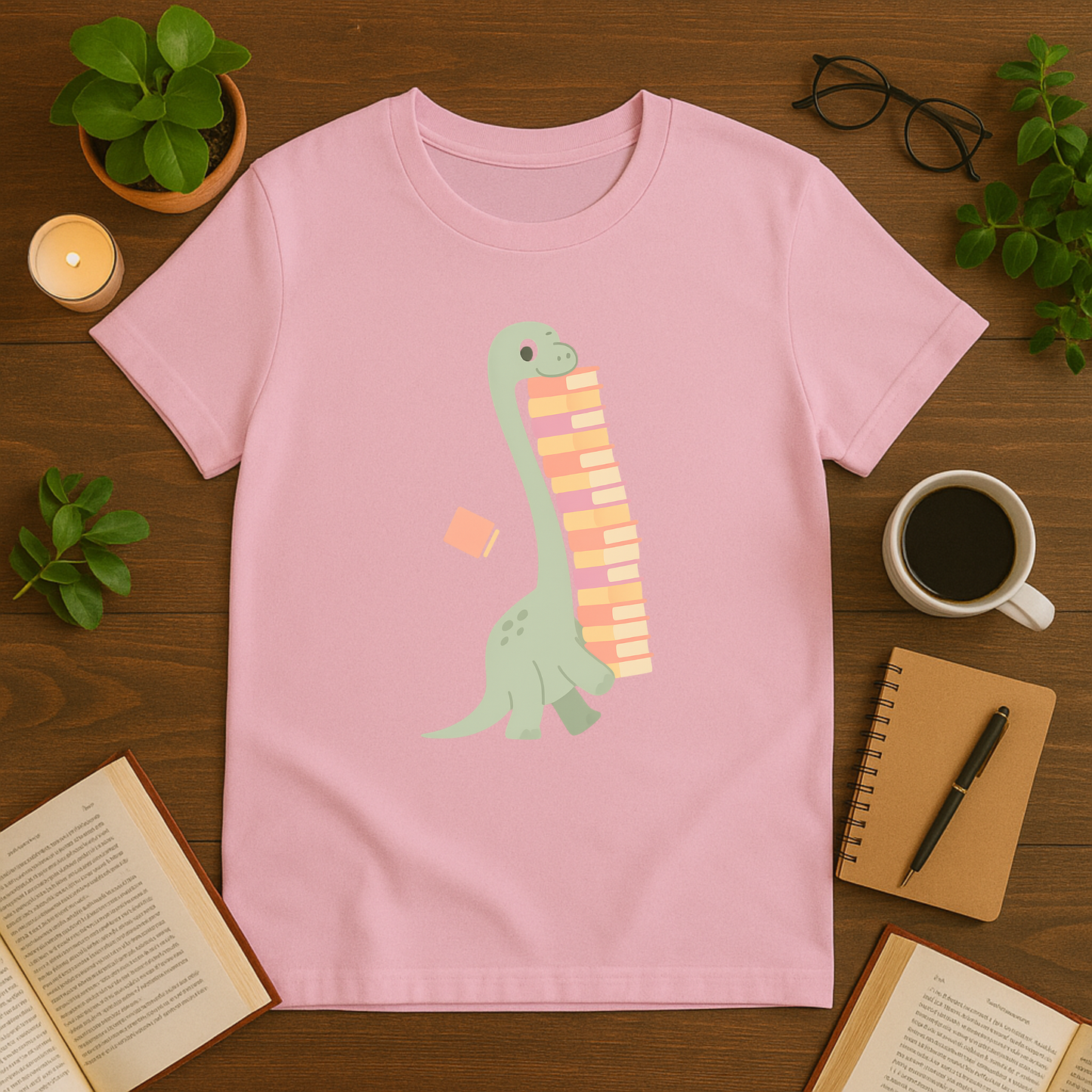 Dinosaur with books Softstyle T-Shirt