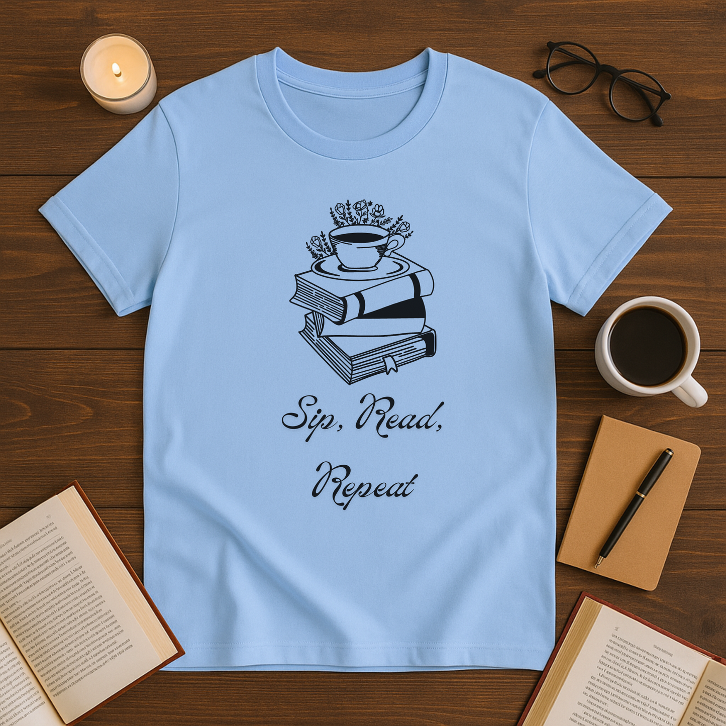 Sip. Read. Repeat. Unisex Softstyle T-Shirt for Book Lovers, Reading Gift, Literary Apparel, Cozy Tee, Bookworm Style