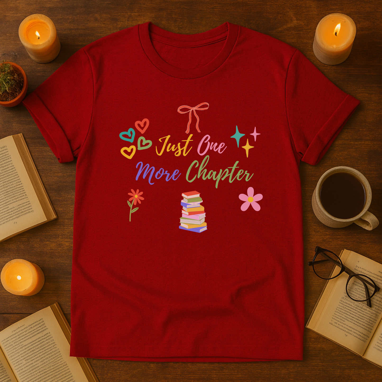 Book Lover's T-Shirt, Just One More Chapter Tee, Reading Gift, Unisex Softstyle Shirt, Cute Literary Top