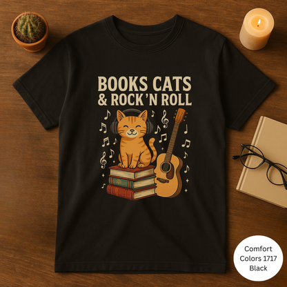 Books, Cats & Rock 'n Roll Unisex T-shirt