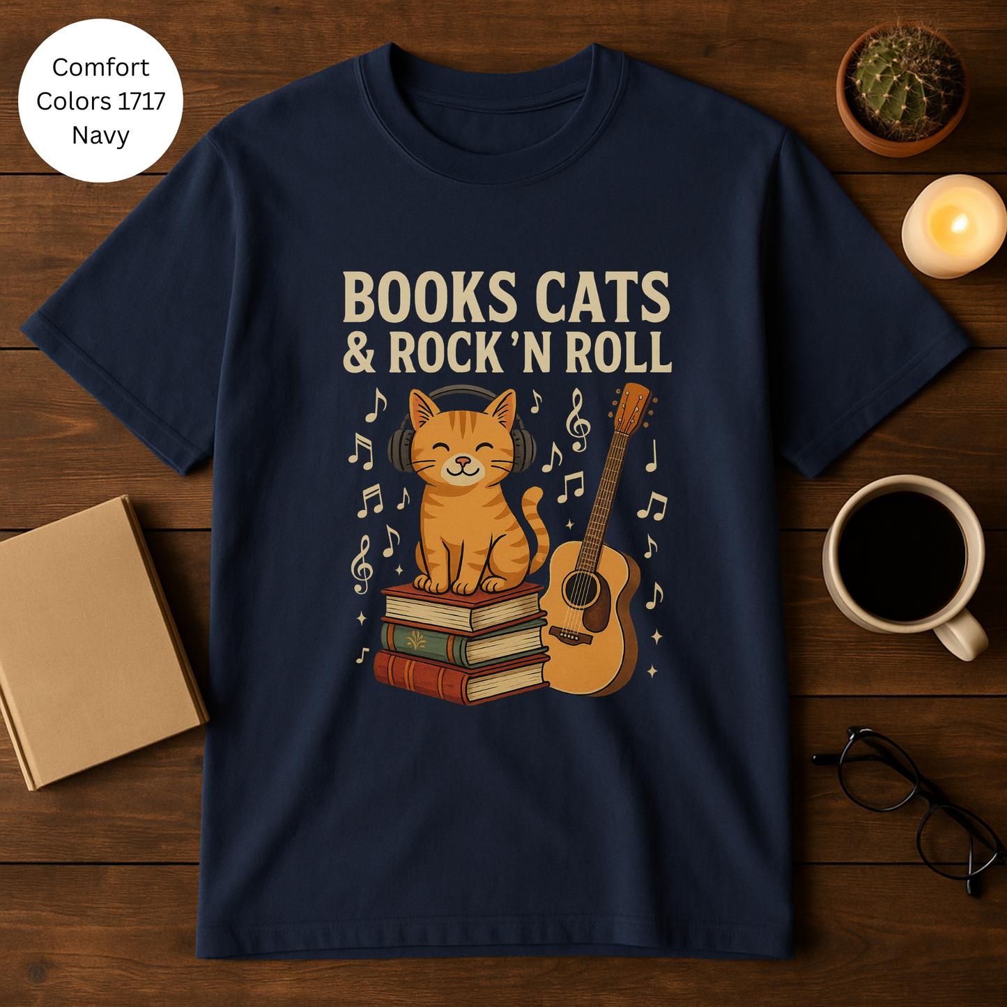 Books, Cats & Rock 'n Roll Unisex T-shirt