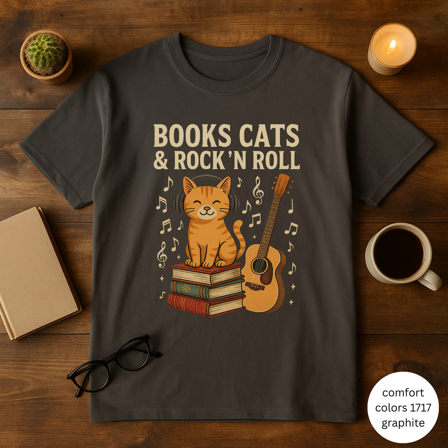 Books, Cats & Rock 'n Roll Unisex T-shirt
