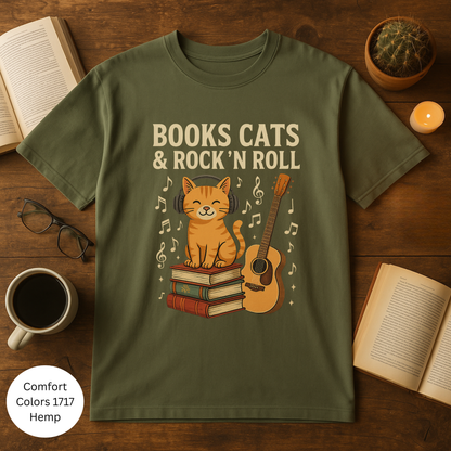 Books, Cats & Rock 'n Roll Unisex T-shirt