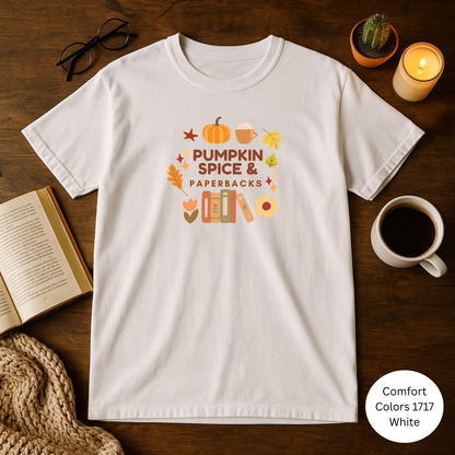 Pumpkin Spice & Paperbacks - Cozy Fall T-shirt