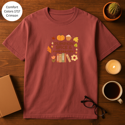 Pumpkin Spice & Paperbacks - Cozy Fall T-shirt