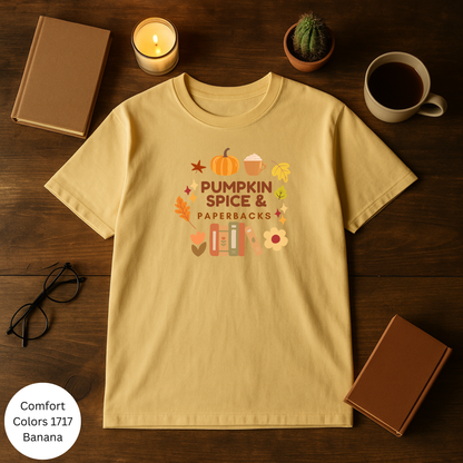 Pumpkin Spice & Paperbacks - Cozy Fall T-shirt