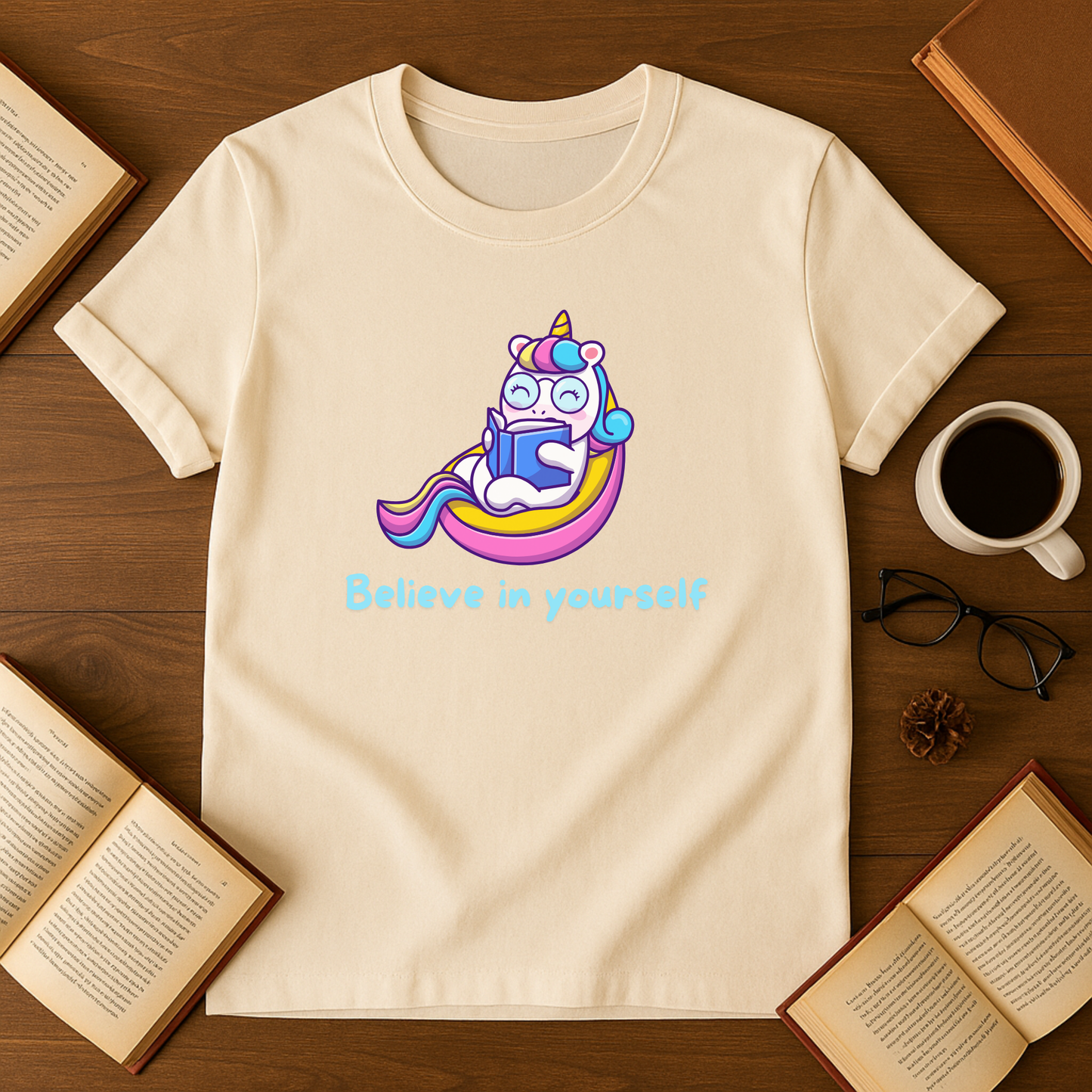Believe In Yourself Unicorn Reading Softstyle T-Shirt