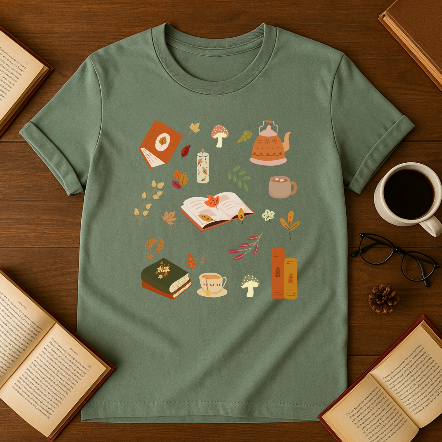 Cozy Fall Reader Aesthetic Softstyle T-Shirt