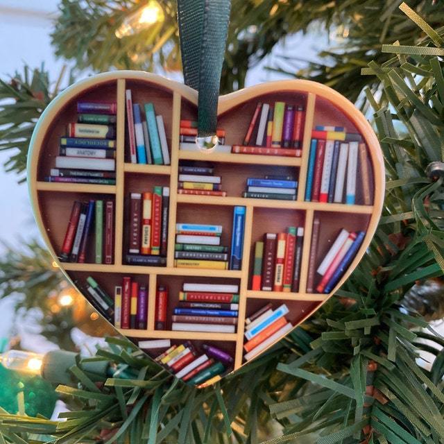 Book Lovers Heart Ornament Christmas