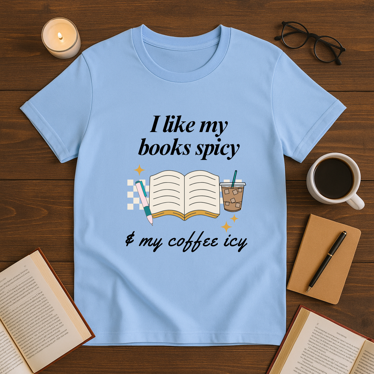 I Like My Books Spicy and My Coffee Iced Softstyle T-Shirt