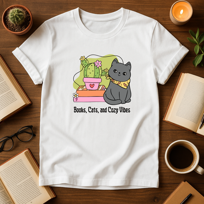 Books, Cats and Cozy Vibes Softstyle T-Shirt
